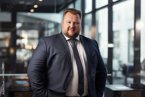 plus size manager businessman CEO confident and standing front of modern office