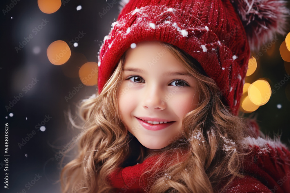 Brunette Girl smile in front of christmas tree, happy young female Brunette Girl smile in front of christmas tree, happy young female