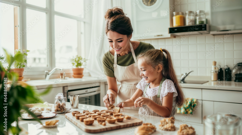 family are preparing bakery together. Generative AI