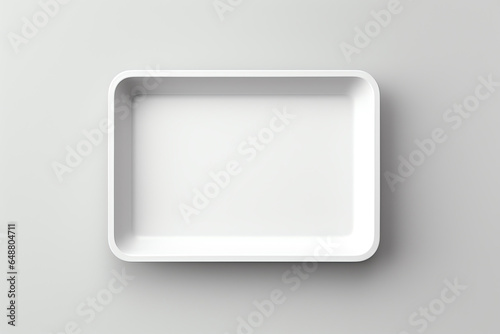 Blank empty plastic or paper tray mockup on grey background