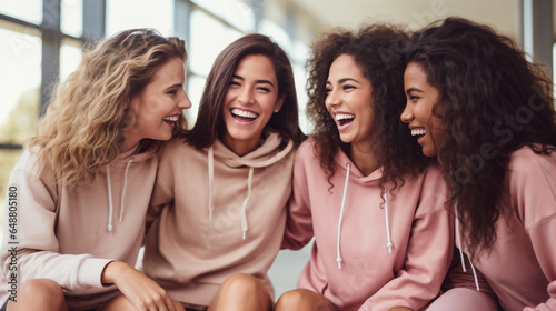 Group of happy young women. Generative AI