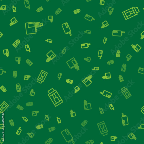 Set line Vape mod device, and Electronic cigarette on seamless pattern. Vector
