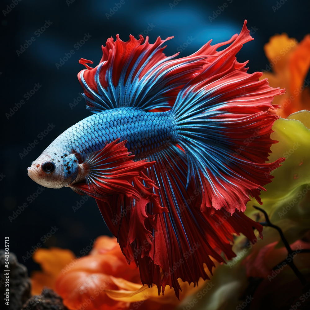 Betta Fish in its Natural Habitat, Wildlife Photography, Generative AI Betta Fish in its Natural Habitat, Wildlife Photography, Generative AI