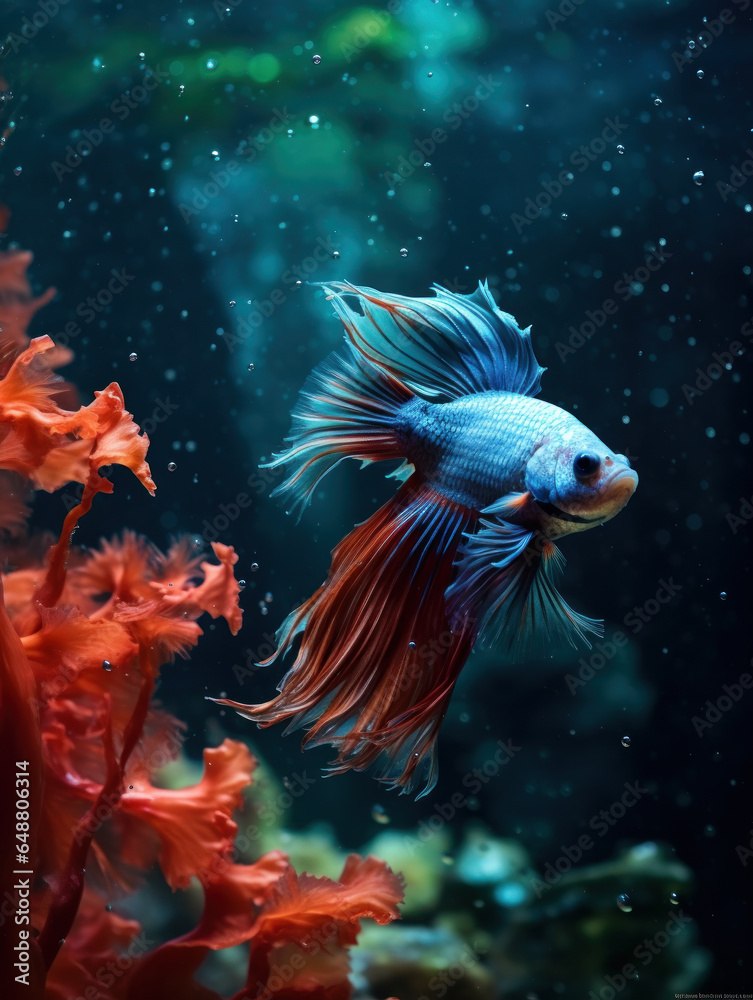 Betta Fish in its Natural Habitat, Wildlife Photography, Generative AI Betta Fish in its Natural Habitat, Wildlife Photography, Generative AI