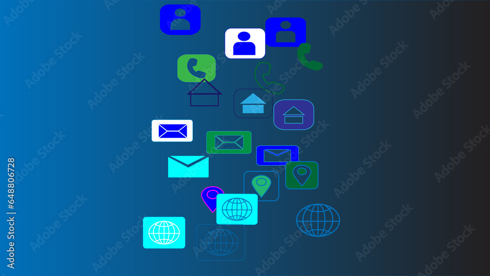 Colorful communication smart software icon and illustration background.