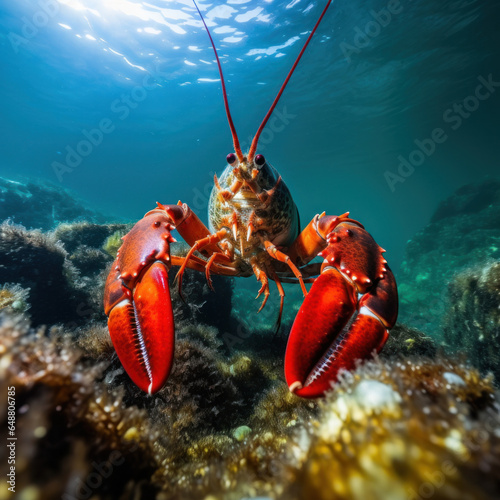 Lobster in its Natural Habitat, Wildlife Photography, Generative AI