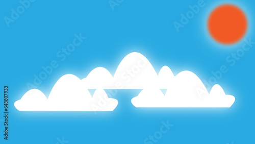 Abstract cloud sky on cyan color sky and red color sun. abstract design illustration background.