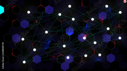 Colorful digital technology hexagon honeycomb Concept of creativity illustration background.