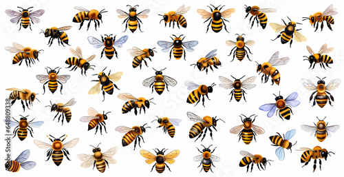Set of different honey bee