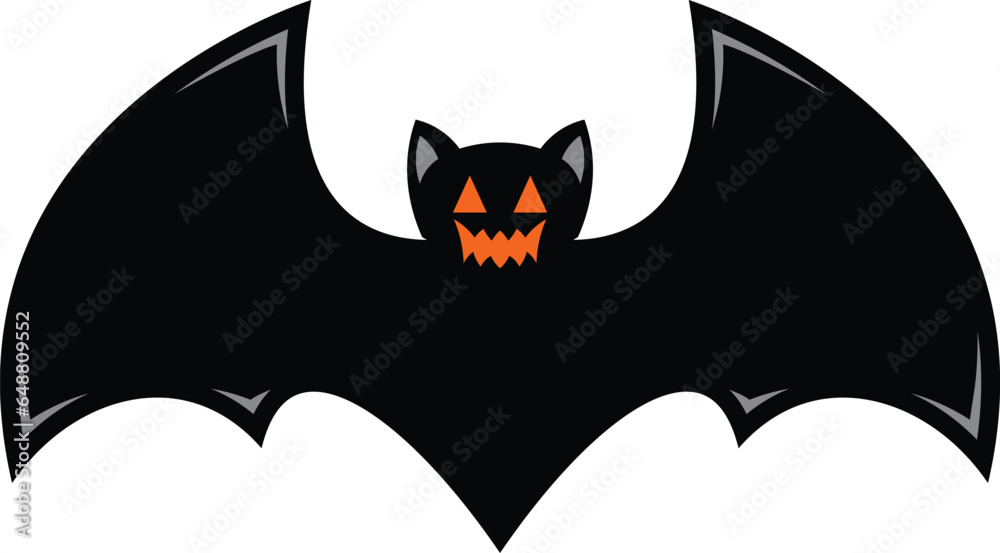 Naklejka premium Scary black halloween bat vector icon