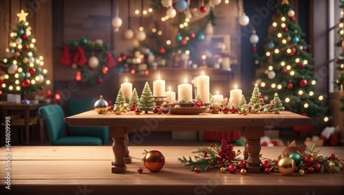 "Classic Christmas Product Showcase: A Cozy Vintage Setting"