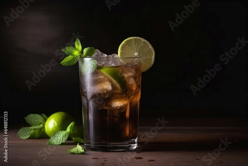 Cola lime cocktail drink. Generate Ai