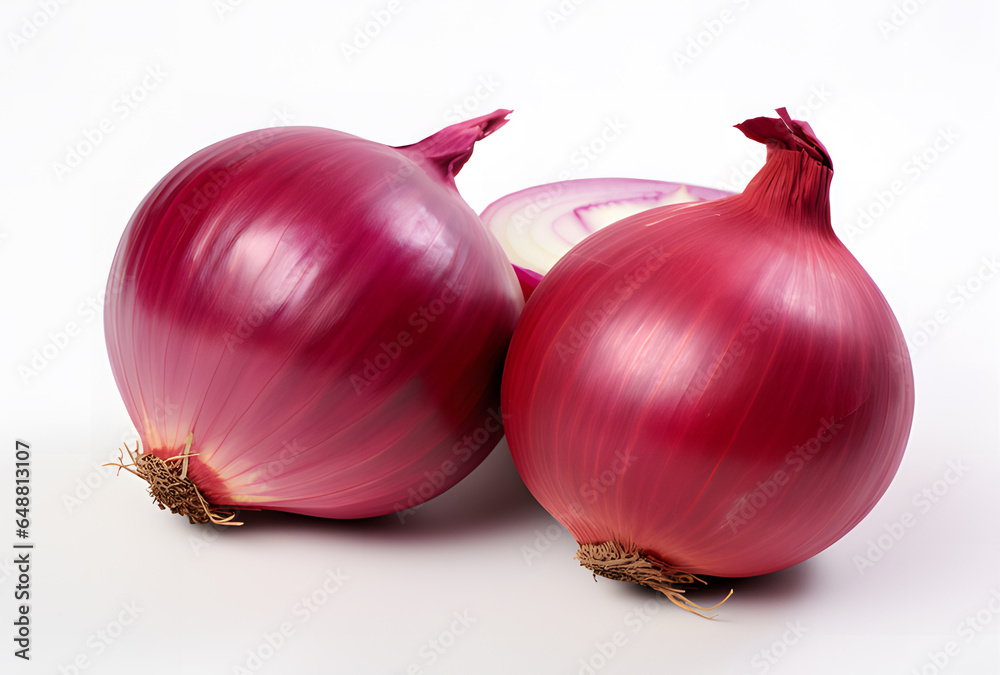 red onion isolated on white background ai generative - obrazy, fototapety, plakaty 