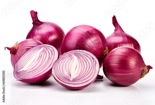 red onion isolated on white background ai generative