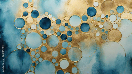 Abstract watercolor paint background by gradient deep blue color with liquid fluid grunge texture for background, banner gold