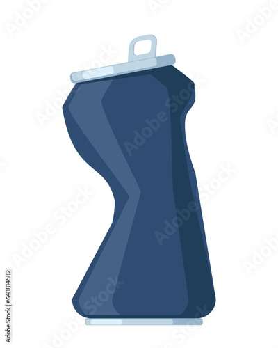 Empty crushed soda aluminum can icon. Garbage recycle concept. Vector illustration.