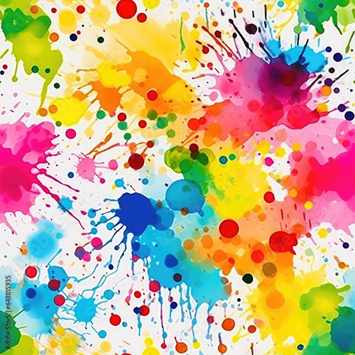 Colorful splashes on white background repeat pattern