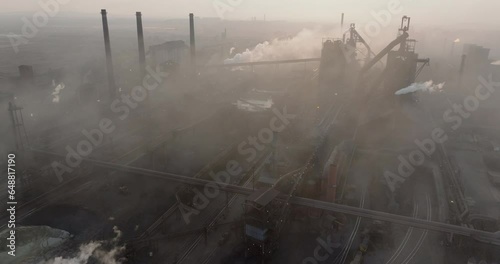Wallpaper Mural High aerial fly over view. Climate Change. Global warming.  Industrial air pollution in South Africa Torontodigital.ca