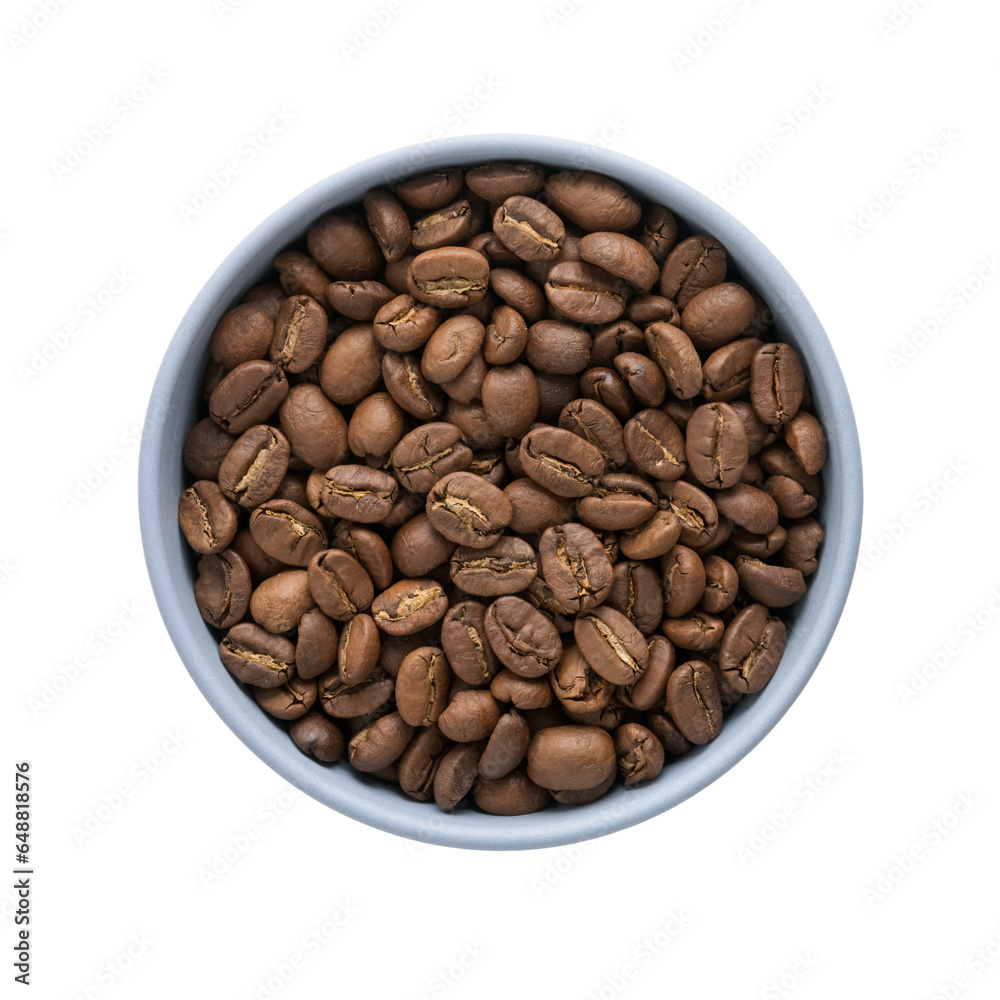 roasted coffee beans in a bowl isolated on white roasted coffee beans in a bowl isolated on white