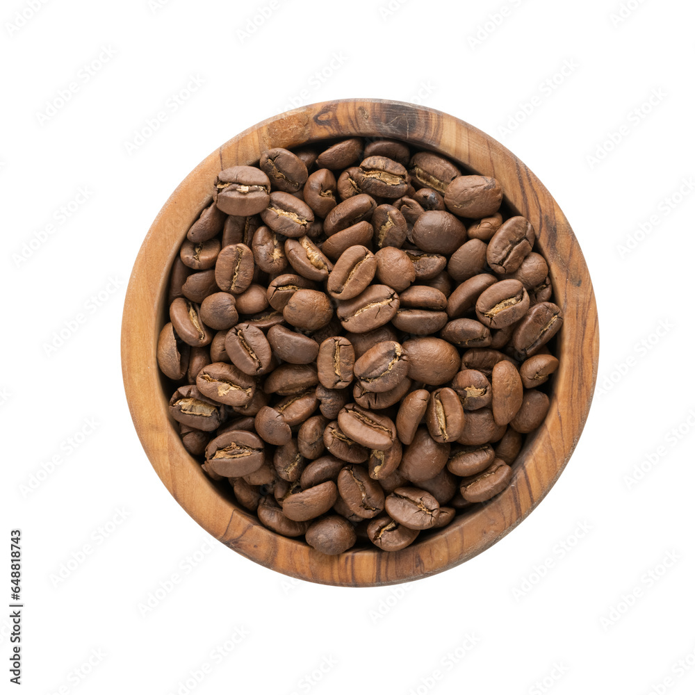 Fototapeta premium roasted coffee beans in a bowl isolated on white
