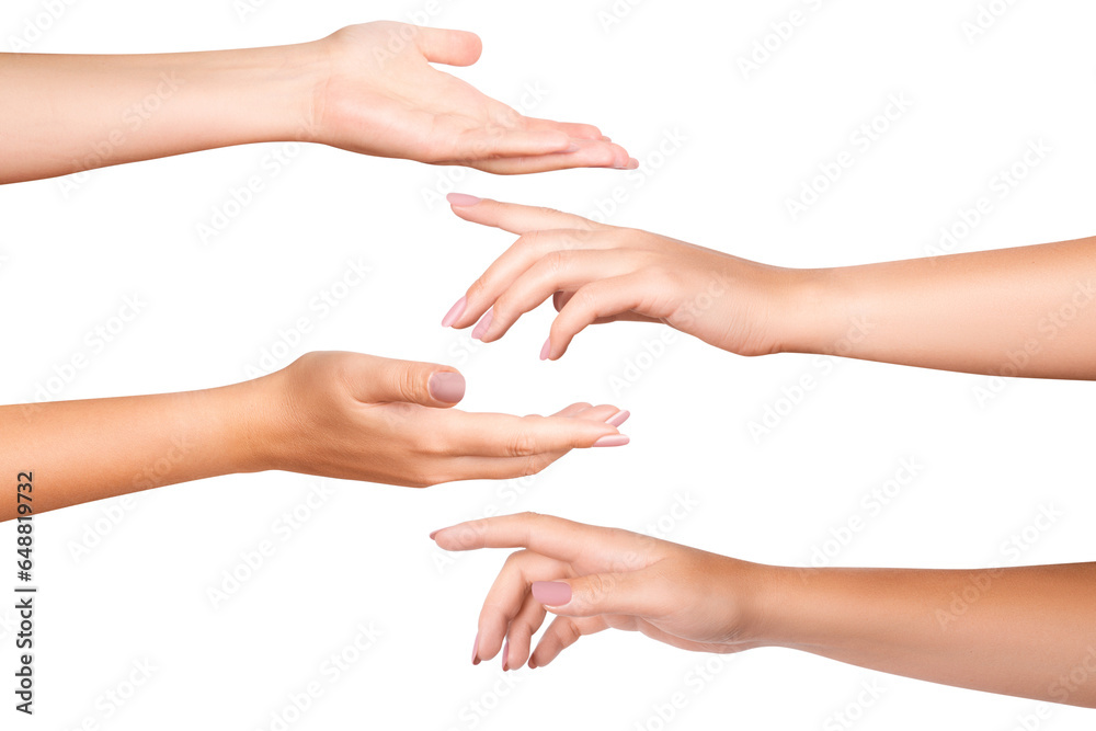 Fototapeta premium Women's hands. on isolated transparent background