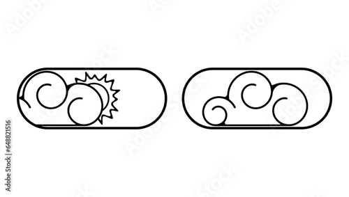day night switch toggle, a cloud hides the sun and everything becomes dark