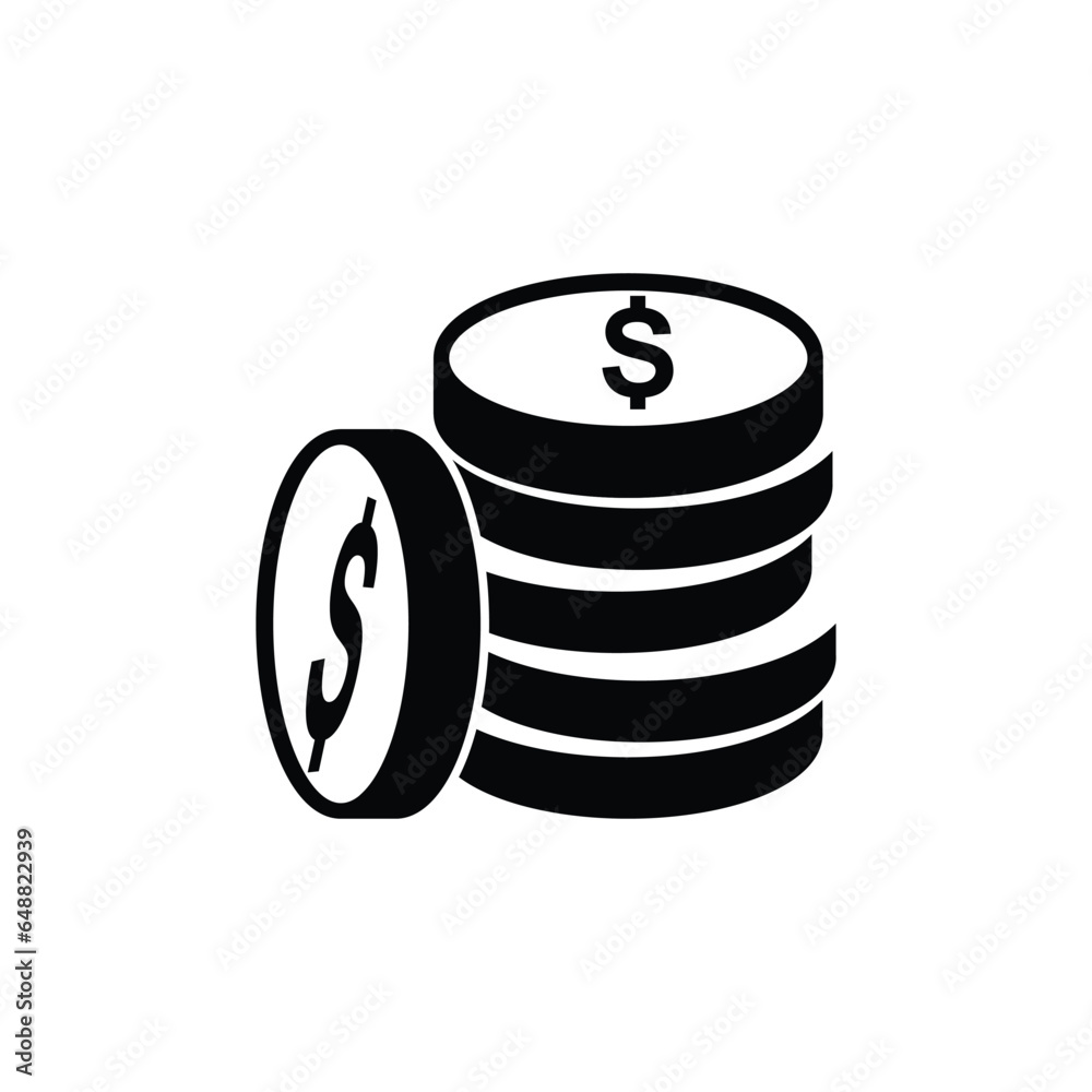 coin money icon, pile of coins dollar business, money finance icon