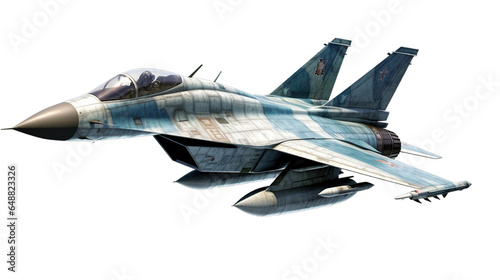 Fighter jet isolated on transparent background, generative ai