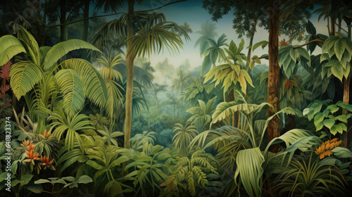 tropical jungle with trees