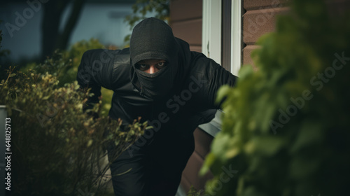 A criminal robber trying to break into a home