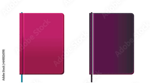 Two closed colored notepads isolated on white background. Vector illustration