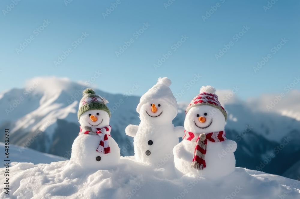 Snowman background banner created with Generative AI technology 
