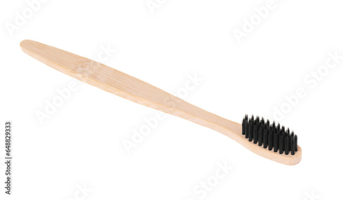 One bamboo toothbrush isolated on white. Eco friendly product