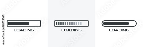 set of loading bar progress icons.Loading or installing process.Download progress.System software update and upgrade concept.Vector illustration