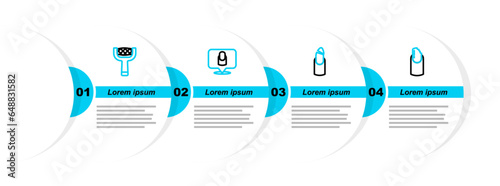 Set line Broken nail, Manicure and Nail file icon. Vector