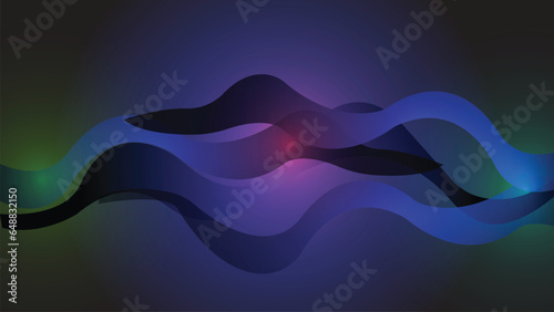 Gradient color vector beautiful wave graphics design dark eps background.