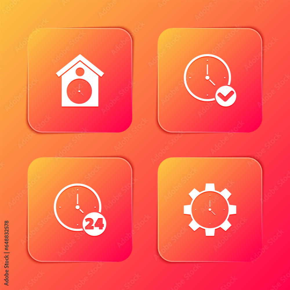 Set Retro wall watch, Clock, 24 hours and Time Management icon. Vector Set Retro wall watch, Clock, 24 hours and Time Management icon. Vector