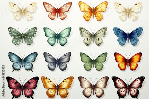 set of butterflies isolated