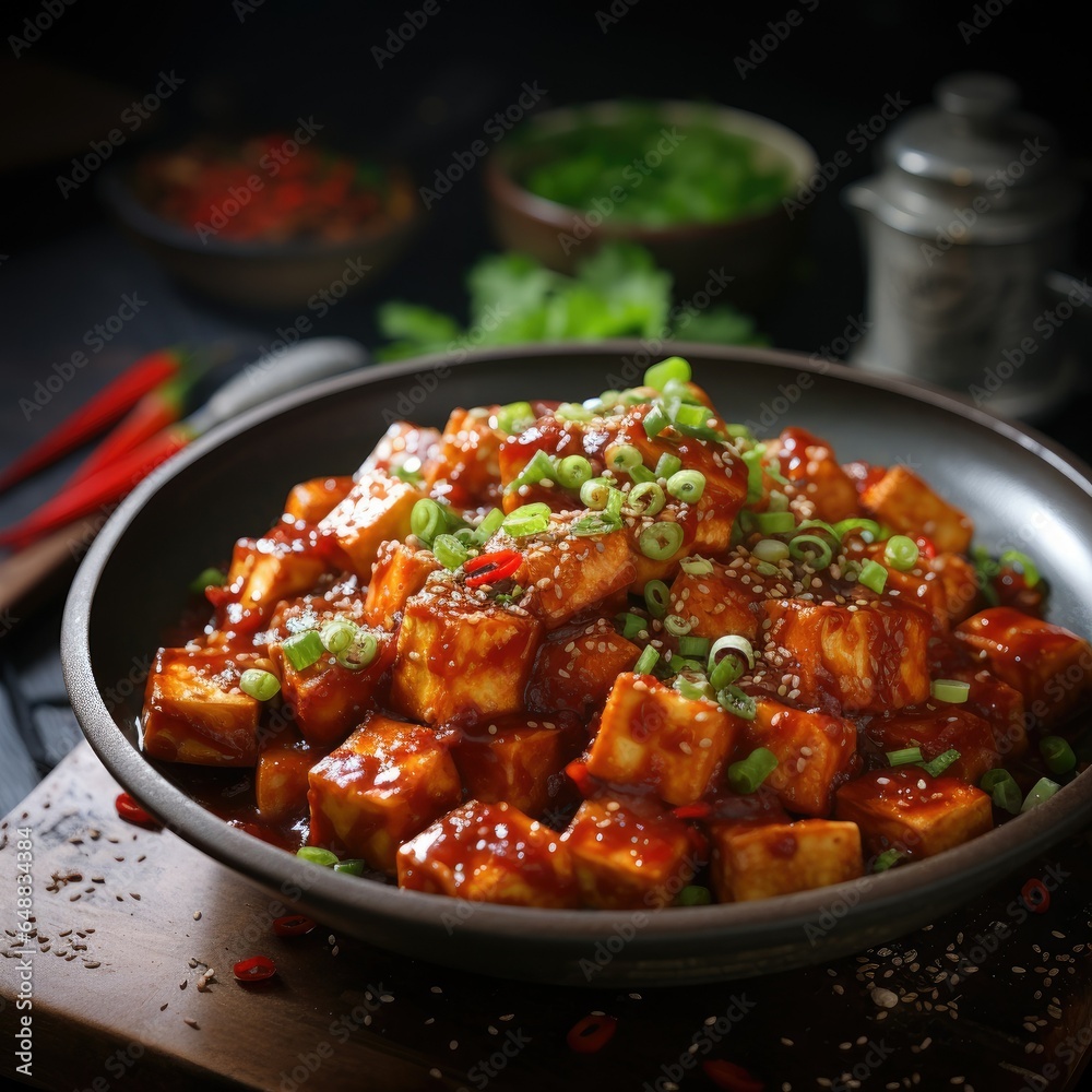 spicy tofu black dish spicy tofu black dish