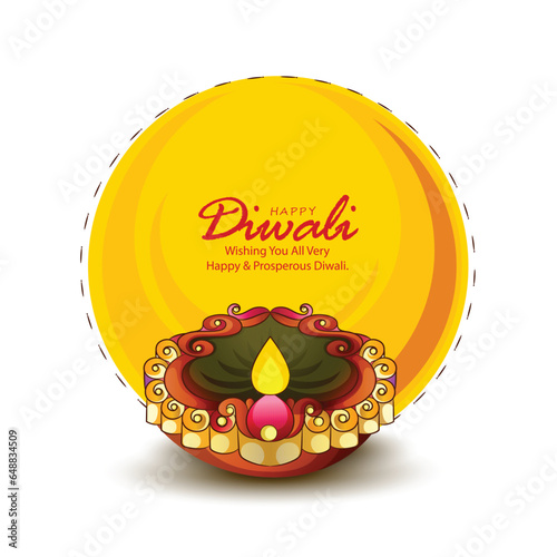 Happy Diwali  greeting cards , festival of lights collection with  indian  diya lamps and decorative background Vector illustration. photo