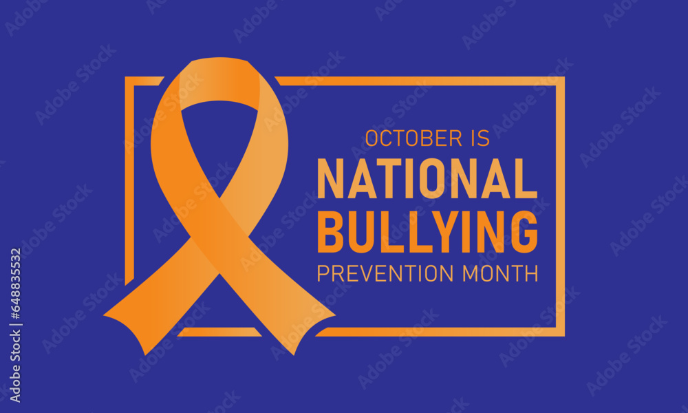 National bullying prevention month is observed every year in october. October is national bully awareness month. Vector template for banner, greeting card, poster with background. Vector illustration. - obrazy, fototapety, plakaty 
