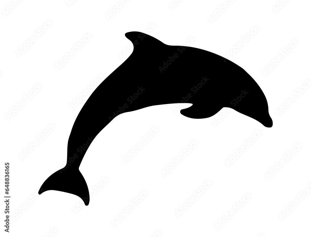 Fototapeta premium Dolphin silhouette vector art white background