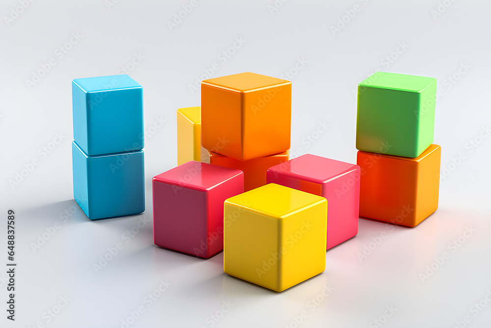 colored children cubes, 3d style, generate AI. colored children cubes, 3d style, generate AI.