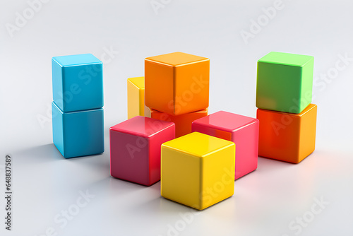 colored children cubes  3d style  generate AI.