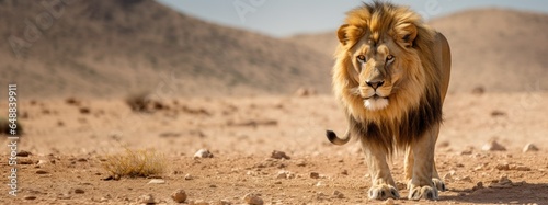 Barbary lion, North African, Atlas and Egyptian lion extinct population. Barbary lion big cat largest lion sub-species. photo