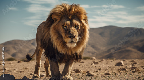 Barbary lion, North African, Atlas and Egyptian lion extinct population. Barbary lion big cat largest lion sub-species.