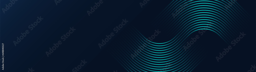 Blue abstract background with glowing curve geometric lines. Modern shiny blue lines pattern. Vector illustration