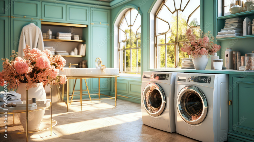 elegant utility meets timeless design: a french laundry room infused ...
