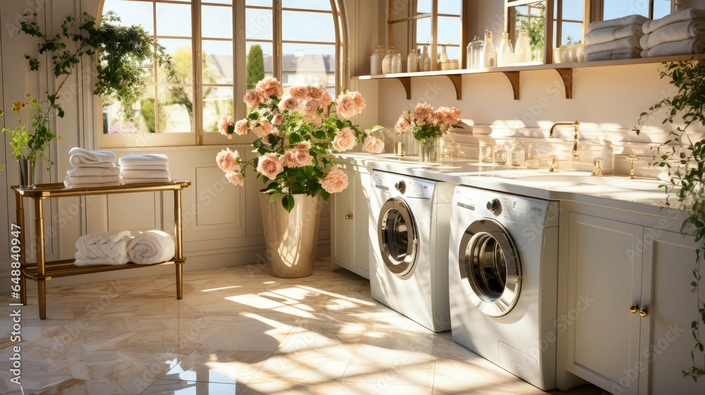 elegant utility meets timeless design: a french laundry room infused ...