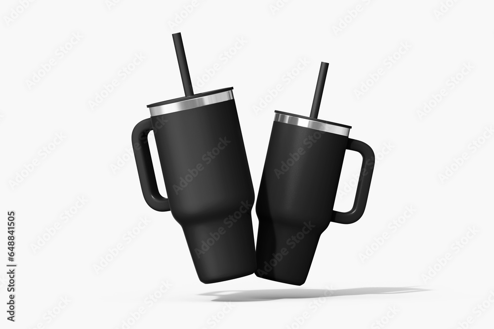 Create a 3D product label with your Metal coffee tumbler mug mockup